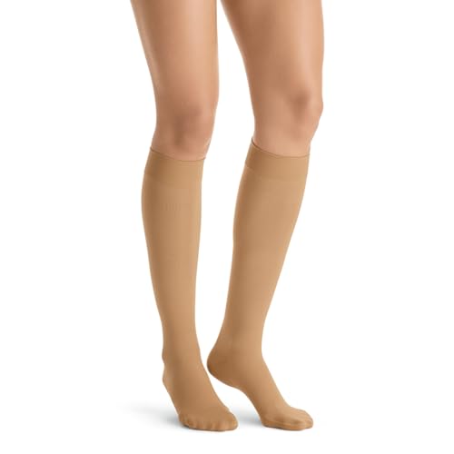 Image of BSN Medical 119544 Jobst Ultra Sheer Compression Stocking, Knee High, 20-30 mmHG, Closed Toe, Large, Honey