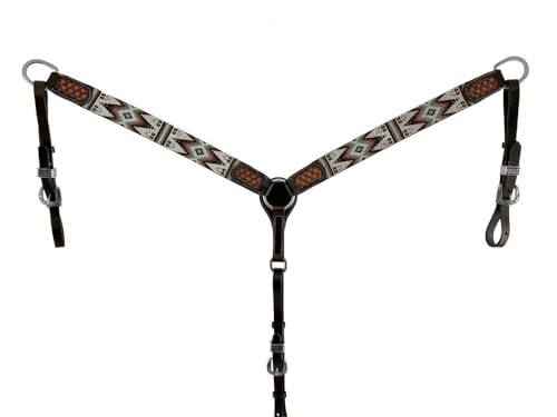 Showman Argentina Cow Leather Breast Collar w/Southwest Beaded Inlay