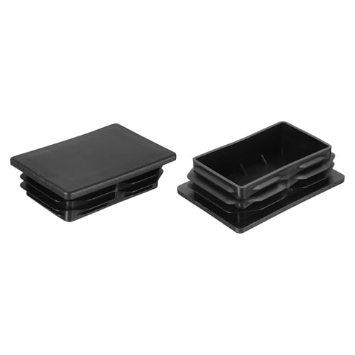 Image of uxcell 2 Pcs Rectangle Tubing End Caps 4 3 /4 x 3 5 /32 Inch Plastic Hole Plugs Insert End Cap for Metal Tubing Post Chair Leg Table Bookshelves Furniture, Black