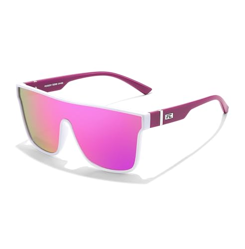Image of FEISEDY Sunglasses for Women Men, Fashion Mirrored Single Lens Shades | 80s Rave Neon Oversized Sun Glasses, Driving Beach UV400 Sunnies B2996