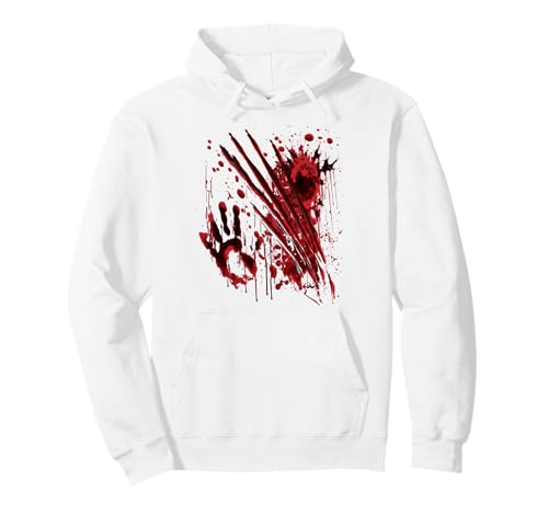 Sweat à Capuche avec éclaboussures de Sang pour Halloween, Zombie Rouge Sweat à Capuche