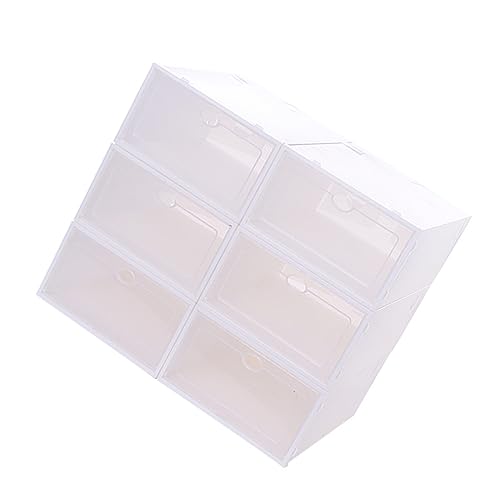 TOBBOMEY Contenitori per Scarpe Robusti e Trasparenti 6 Pezzi in Plastica Impilabili per Conservazione Scarpe Sportive e Armadi