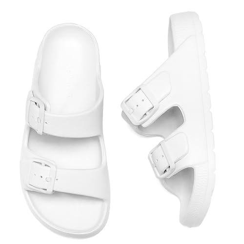 Image of INMINPIN Boys Girls Double Buckle Slide Sandals Comfort Beach Pool Shower Slippers Adjustable Indoor Outdoor Little Kid /Big Kid