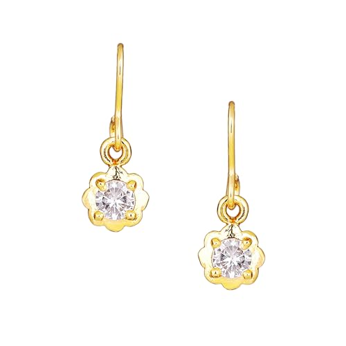 Estele Fashion Jewellery Gold Plated Classic Designer Fish Hook Drop Earrings with White Crystal for Girls and Women-AD-070/708 ER (B093TG4SR3) Amazon Price History, Amazon Price Tracker