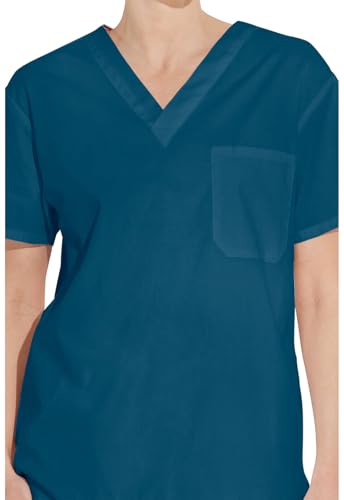 Image of Dickies EDS Signature Scrubs for Women and Scrubs for Men, Unisex One Pocket V-Neck Top in Soft Brushed Poplin 83706
