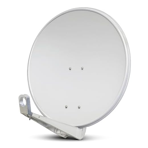 PremiumX DELUXE80 Satellitenschüssel 80 cm Sat Schüssel aus Aluminium in Hellgrau Offset Satelliten Antenne FullHD 3D 4K Ultra HD