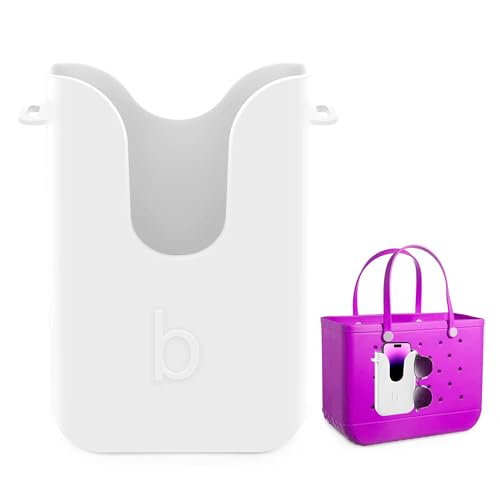 Silicone Phone Holder for Bogg Bags, Compatible Phone Case Attachment, Beach Tote Bag Accessory – Ideal Holder for Bogg & Similar Beach Bags (White)