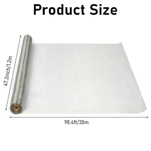 304 Stainless Steel Mesh Screen Roll 47.2 inch x 98.4 ft Window Screen Replacement Wire Mesh for Air Vent Window Door Patio Porch Mesh Barrier for Block Flying Insects