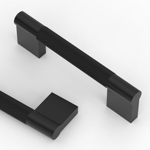 Asidrama 10 Pack 3.75 inch Matte Black Knurled Cabinet Handles