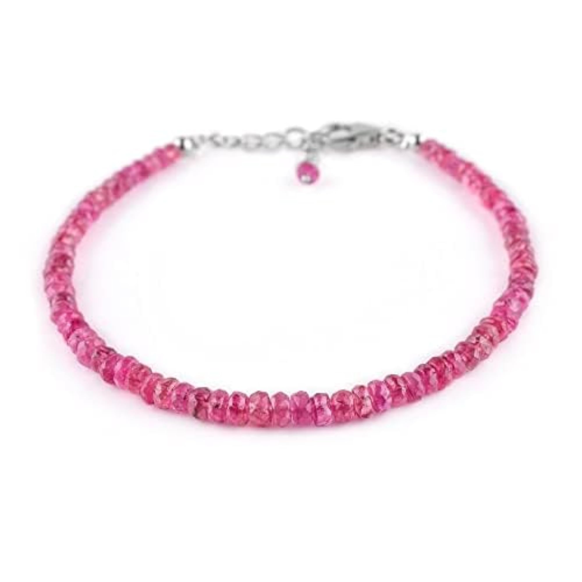 Unisex Natural Rubellite Tourmaline Gemstone Beads Adjustable Bracelet