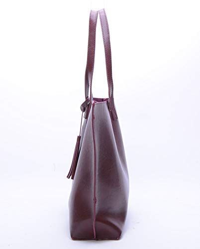 Women Tote Bags Top Handle Satchel Handbags PU Faux Leather Tote Bag with Tassel Shoulder Purse3