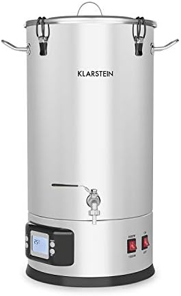 Klarstein Maischfest - Kit Birra Artigianale Completo, Fermentatore 2 Livelli di Potenza: 1500/3000 W, Kit Completo 5 Pezzi, Display LCD, Rubinetto, Acciaio Inox, 25 Litri