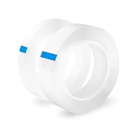 Nano Tape Double Sided Heavy Duty, Reusable Washable Mounting Tape, Traceless Transparent Gel Grip Tape, Multipurpose Removable Adhesive Tape for Carpet Frame Poster Décor - 2 Rolls, 29.5FT