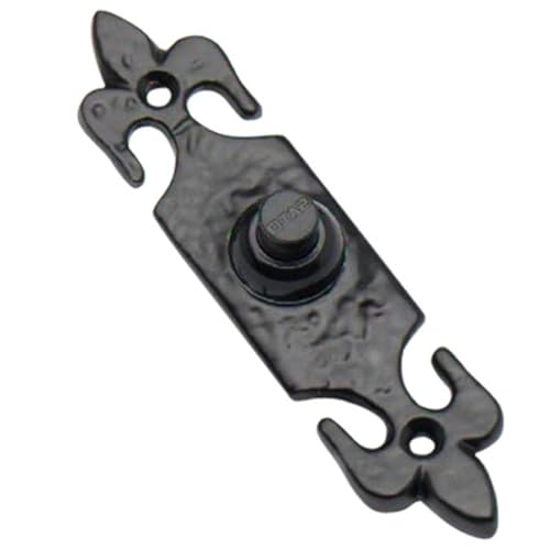 Merriway BH00405 Bell Push Antique Fleur-de-Lys Design, 120 x 30 mm - Black