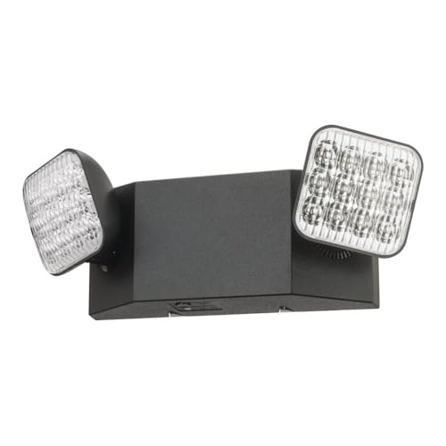 Image of Lithonia Lighting Basics LED Emergency Light, Emergency Lighting with Dual Adjustable LED Lamp Heads, Wall Mount, Damp Location Rated, 90-Minute Backup, MVOLT, Black (EU2C B MVOLT M6)