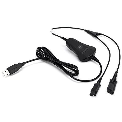 VT PLT-QD USB Training Cable Y Splitter-Adapter - Quick Disconnect Cord with Mute&Volume Control for Plantronic-QD Headsets&Computer