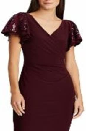 Lauren Ralph Lauren Womens Faux Wrap Sequined Cocktail Dress - Image 3