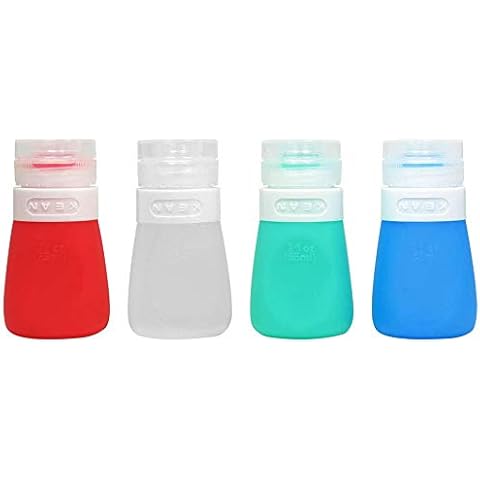 HongMall Squeeze Bottle Salad Dressing Container, Dressing to Go for Lunch and Travel, Portable Sauce Leakproof Mini Storage Bottles (Food-Grade Silicone, BPA Free), 1.86 oz (Set of 4) Cover