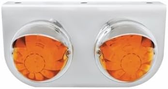United Pacific 37261 Marker Light, LED, with Bracket, with Bezel and Visor, Two 17 LED Lights, Amber Lens/Amber LED, Stainless Steel, 3" Lens, Watermelon Design