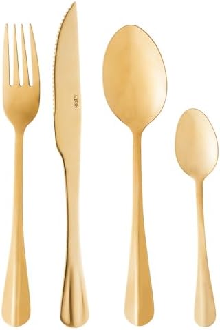 LYOR - Faqueiro de Aço Inox Positano Dourado 24 Peças - Jogos de ...