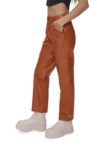 Forever 21 Womens Faux Leather Cargo Ankle Pants3