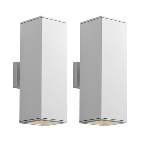 Image of mirrea 18 inch Modern Outdoor Porch Light in 2 Lights, Matte White, 2 Pack