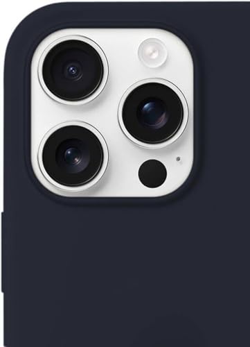 Image of Premium Liquid Silicone Case for iPhone 16 Pro - Slim Full Body Protective Back Cover with Soft Microfiber Lining, Anti-Slip Grip Scratch Resistant Phone Case (Navy Blue)