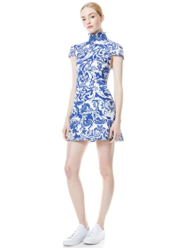 alice and olivia blue and white dress Cold Sleeves Navy Blue Short Party Dress – FancyVestido main image 0