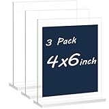 newnewshow 4x6 Inch Clear Acrylic Sign Holder, Display Stand, Plastic Card Holder for Business, Office, Retail (4x6 Inch 3 Pack)