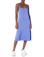 The Drop Women's Ana Silky V-Neck Midi Slip Dress Veri Peri, S
