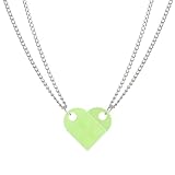 ハート型レンガネックレス、カップル、友達、親友、2個ハート型レンガペンダントネックレス、レディース、メンズ、メモリアルジュエリー。, 真鍮, 金属