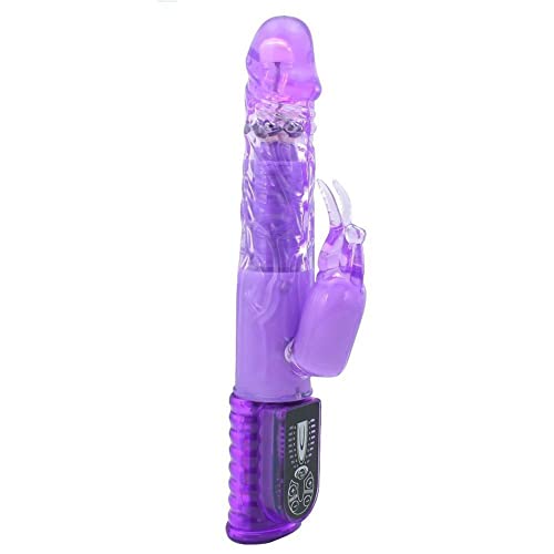 Image of Women's Blended Orgasm Rabbit Vibrator - Rotating G-Spot Stimulation Realistic Penis Shape - Clit Vibration Bunny Ears - 64 Combinations - Independent Controls - 10.5 inch Long - Purple - Multiple Orgasms