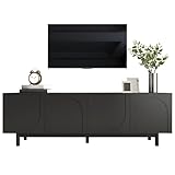 MSMOK Mobile TV nero 175 x 38 x 56 cm, moderno ripiani regolabili, mobili per TV a basso consumo