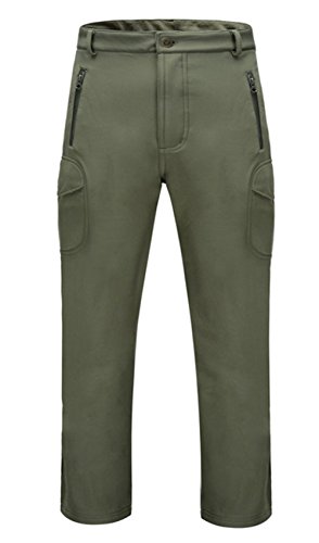 VOGUE CODE Men’s Thick Mountain Windproof Ski Pants Breathable Softshell Pants (XL, Green)