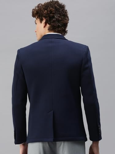 Image of SHOWOFFFF Men Solid Single Breasted Casual Blazer | Notched Lapel Full Sleeves Cotton Blazer for Mens | Slim Fit Regular Length Blazer for Men's