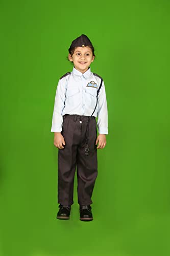 Image of BookMyCostume Indian Air Force Defence Pilot Uniform Kids Fancy Dress Costume - Blue 9-10 years