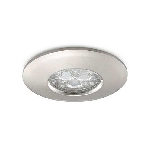 JCC FGLED3 LED Fire Rated Downlight,Fixed Position,Dimmable,Warm White LED,Brushed Nickel Finish