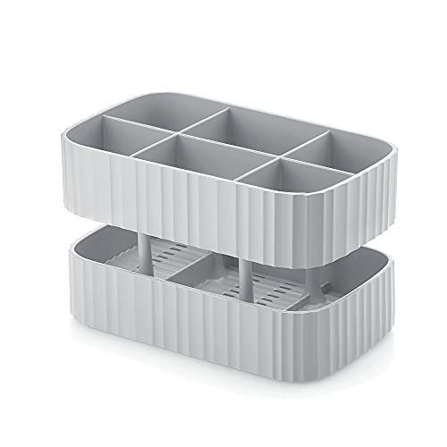 Guzzini Drain & Safe Cutlery Drainer, 100% Post Consumer Recycled Plastic, Matt Grey, 17x10xh11 cm