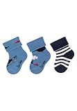 Sterntaler Baby -Socken 3er Pack Hai für Jungen - Babysocken mit Umschlag und Motiven - Socken für Babys im Set leicht, flexibel und strapazierfähig - samtblau, 14