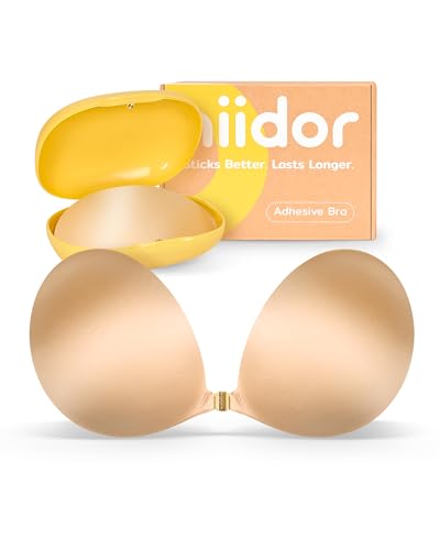 Niidor Magnetic Adhesive Bra Strapless Sticky Invisible Push up Bra for Backless Dress with Gift Storage Box Skin