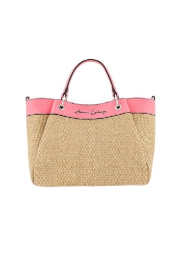 Image of Armani Exchange Women's Wave Medium Shopping Bag, Naturale /Watermelon, One Size