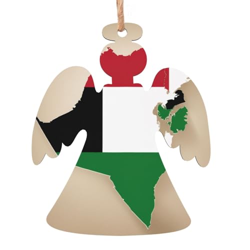 Bandera de los Emiratos Árabes Unidos Map01, 6 piezas, decoración colgante de árbol de Navidad, campana, árbol, muñeco de nieve, formas para decoración de Navidad