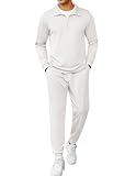 COOFANDY Men's 2 Piece Track Suit Set Quarter Zip Polo Shirt and Sweatpants Jogging Workout Athletic Suit