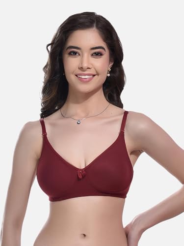 Image of FIMS - Fashion is my style Women Cotton Blend Non-Padded Bra Non-Wired Mould Seamless Cup Solid Bras Cup-B Pack of 1, Multicolor