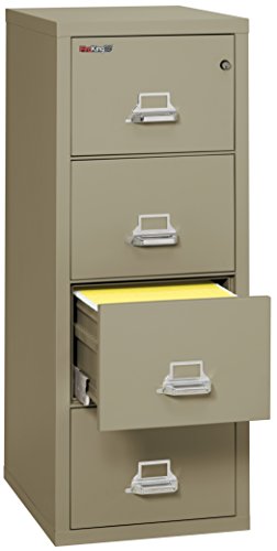 Fireking Fireproof Vertical File Cabinet (4 Letter Sized Drawers, Impact Resistant, Water Resistant), 52.25" H X 17.75" W X 25.06" D, Pewter #TOP1
