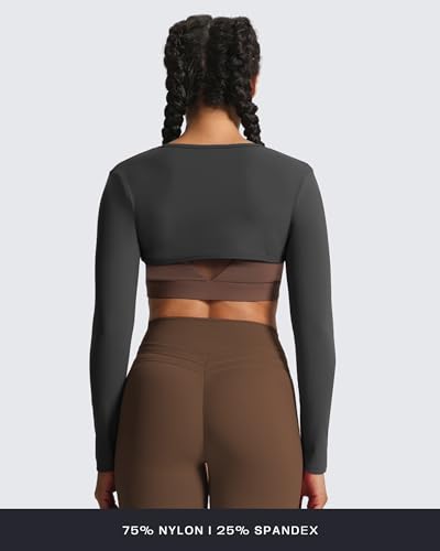 Image of Aoxjox Women's Lexi Lined Bolero Shrug | workout long sleeve,waist-defining cropped fit,open front cardigan,buttery soft fabric,layering,yoga,gym,daily wear