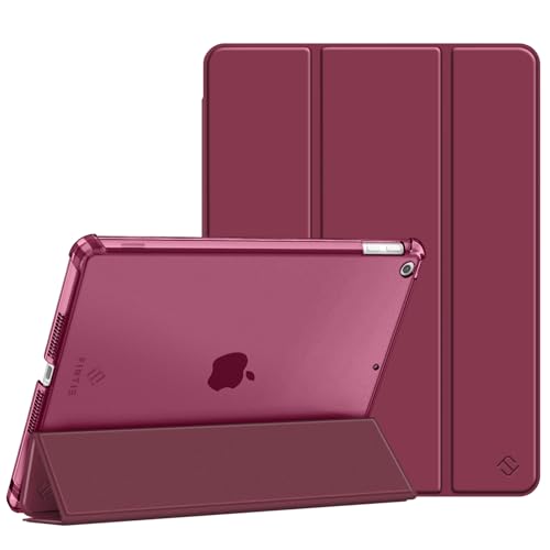Fintie Hülle für iPad 9. Generation 2021/8. Gen 2020/7. Gen 2019 10.2 Zoll mit Stifthalter, ultradünne leichte Schutzhülle mit transparenter Rückseite und Auto Schlaf/Wach Funktion, Weinrot