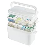3 Layer Medicine Storage Box Organiser with Handle, Portable Medicine Container First Aid Box Empty, Household Medication Storage Box Medical Organiser for Home Cabinet Office Travel Car School
