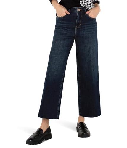 Liverpool Los Angeles Womens Stride Crop Wide Cut Hem Hi Rise Crosshatch Denim, Eastmoor, Size: 2, Inseam: 26