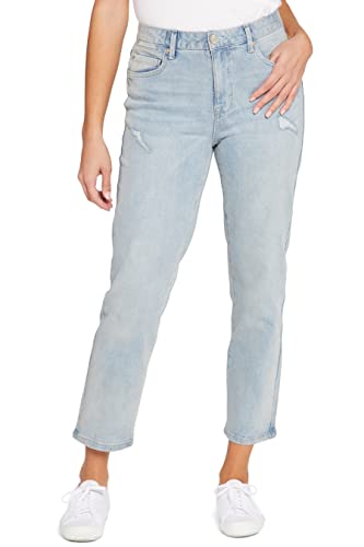 Seven7 Women's High Rise Straight Leg Jeans - Stretch Denim Cropped Jeans With Raw Hem - View #7